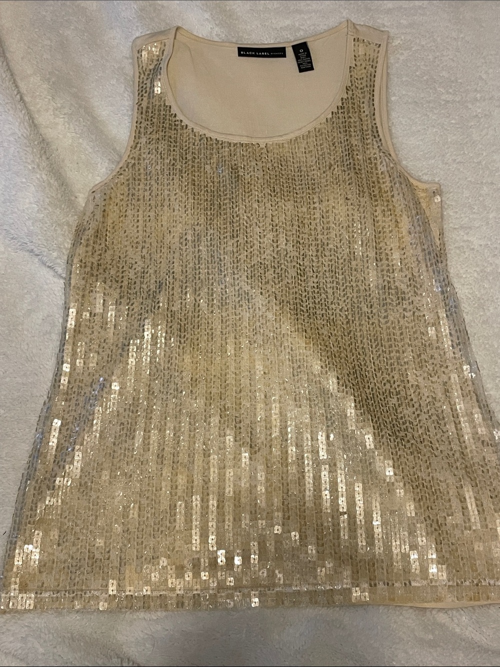 Black Label by Chico’s Cream GoldSequin Tank Top